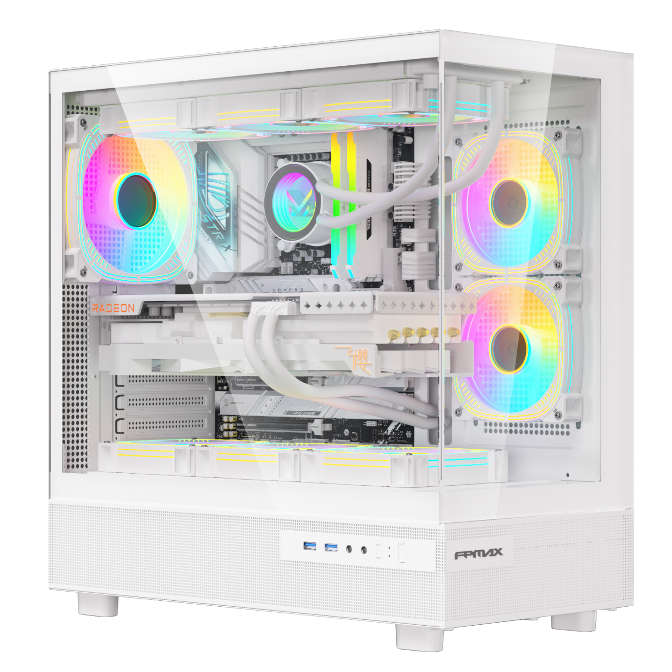 FPMAX Time Crystal Z8 Seaside View Case, ATX Motherboard Gaming PC Desktop, Supports Quick-Release 270° Seaside View Case 360 Water Cooling, White