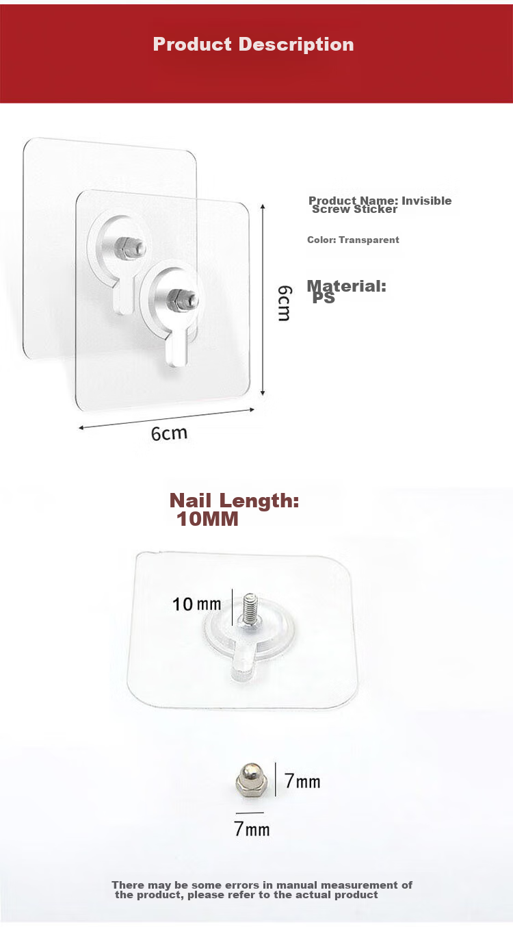 Chaoji Jia Pin Strong Adhesive Hooks, No Drilling Required, Invisible Hooks for Hanging Pictures, Frames, Photos, And Clocks, Wall Nails without Drilling 2