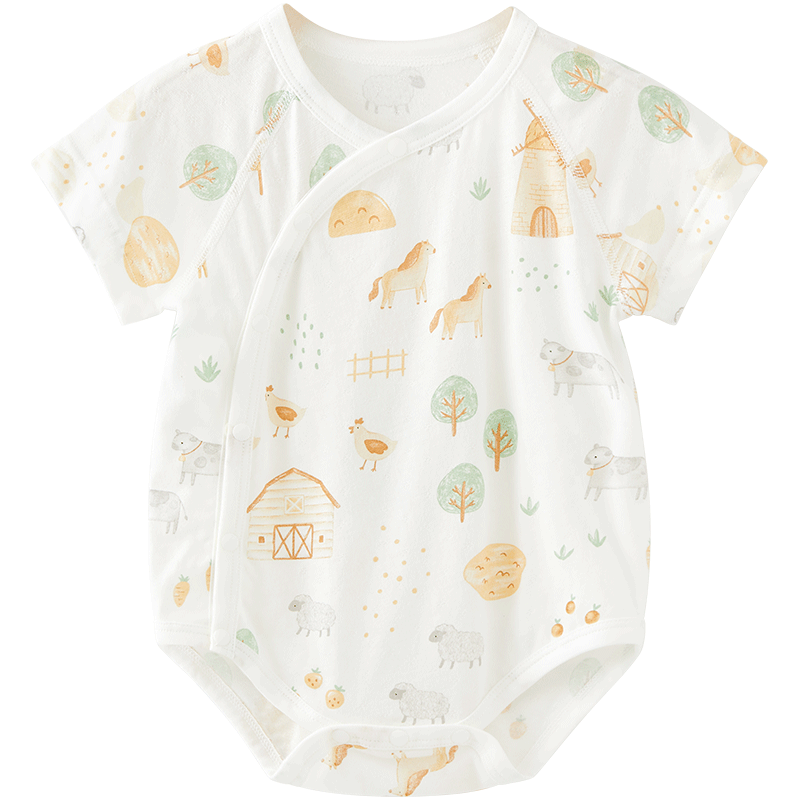 Wismorni Infant Short-Sleeve Bodysuit, Summer Thin Style, Baby Romper, Triangle Onesie, Summer Sleepwear
