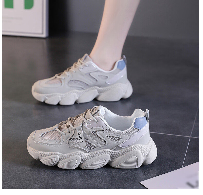 CARTELO Women's Chunky Sneakers, Spring Sports Casual Shoes, Lightweight Mesh Running Shoes for Women, 1173 Beige, Size 38 18