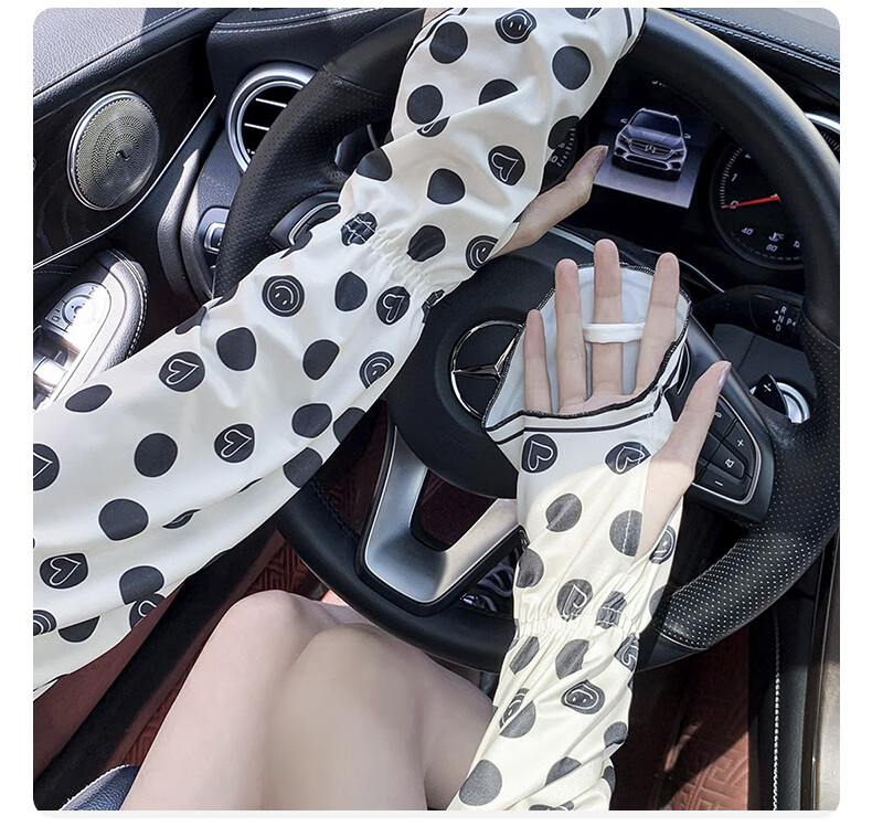 GLO-STORY Women's UV Protection Ice Silk Sun Sleeves Cute Sweet Outdoor Cycling Driving Arm Sleeves 25