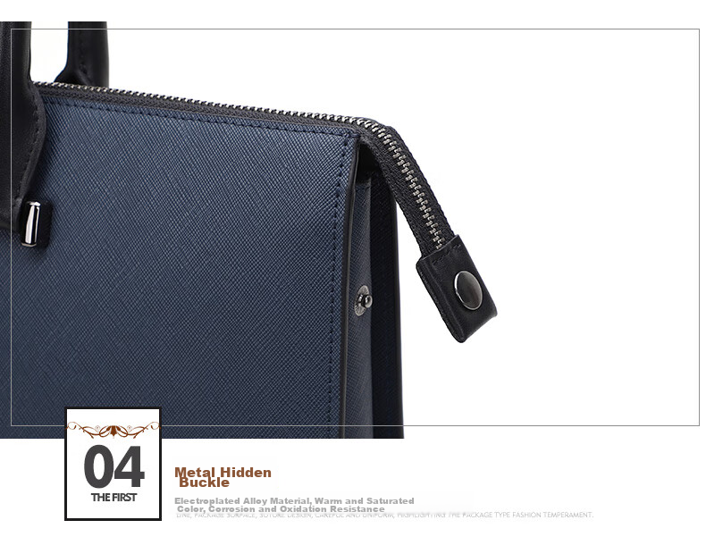 ELLE HOMME Men's Business Briefcase, Stylish Horizontal Cowhide Handbag, Large Capacity Laptop Bag for Men EA088208911 Blue 18