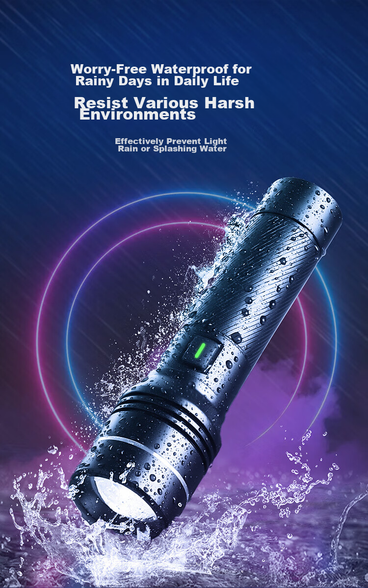 JD Original High-Intensity Zoomable Flashlight, 2000 Lumens, Long Battery Life, Outdoor Survival, Rechargeable, Multifunctional, Portable for Home Use 11