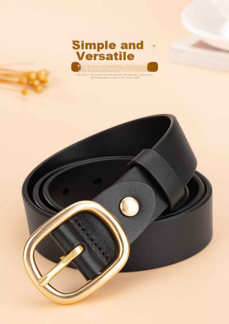 Cattlesboss Women's Leather Belt, Simple Casual Denim Versatile Trouser Belt, Fashionable 5323, Dark Brown, 105cm 1