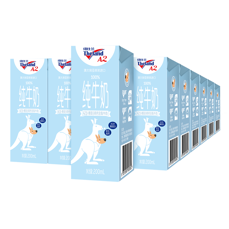 纽仕兰×PLUS A2β-酪蛋白原生高钙100%生牛乳200ml*24盒