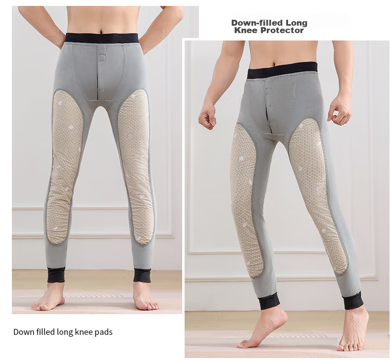 LangSha Thermal Underwear for Men [2025 Autumn New Arrival], Inner-Lined Fleece-Lined Thick Base Layer Pants, Northeast Large Size down Knee-Protecting Cotton Pants 19