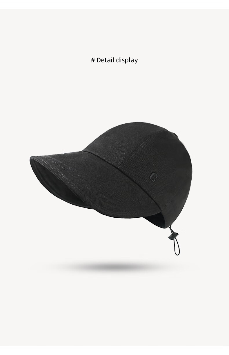 CACUSS Women's Foldable Summer Fisherman Hat Outdoor Sun Protection Large Head Circumference Mountaineering Sun Hat Slim Face Black Large 12