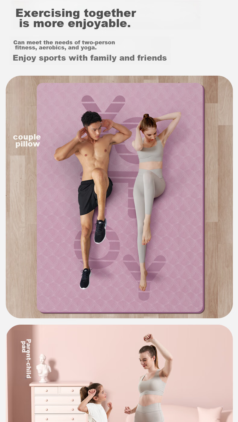 Yottoy Yoga Mat, Extra Large Double Size Thickened Wide Long Non-Slip Floor Mat for Children Home Use Dance Practice Fitness Mat 8mm 6
