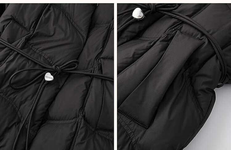 Dme [400T Spring Yarn] Winter Lightweight 90% Duck Down, Large Lapel, Wrinkle-Resistant, Adjustable Waist, Women's down Jacket 6