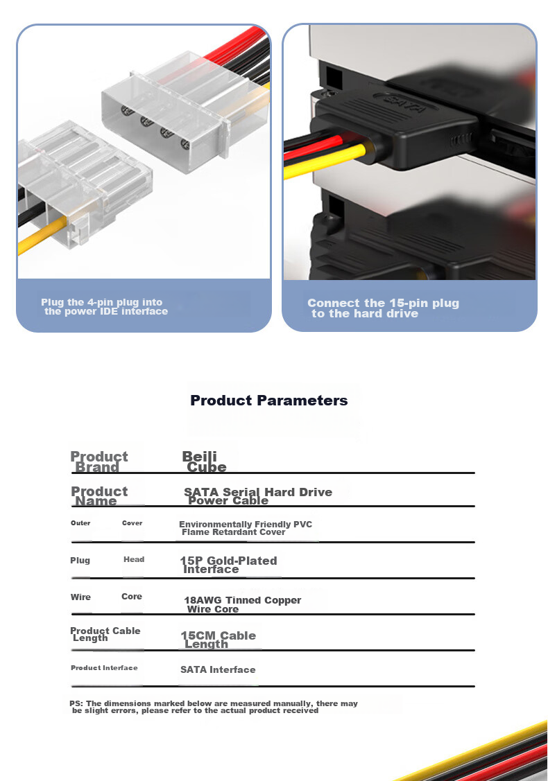 BURLEFRAN Power Supply D-Type Large 4PIN Interface 1-To Connection Cable Computer IDE Power Cord One-To Chassis Fan Power Adapter Cable 1-To 8