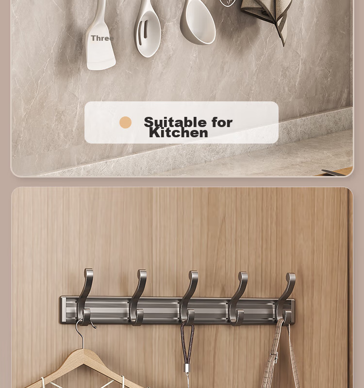 Yweel Yweel Door-Back Hook Coat Rack, No Drilling Required, Bathroom-Specific, Baked Paint Process, Carbon Steel Door-Back Storage Shelf, Hook Organizer, Space Aluminum Door Back 10