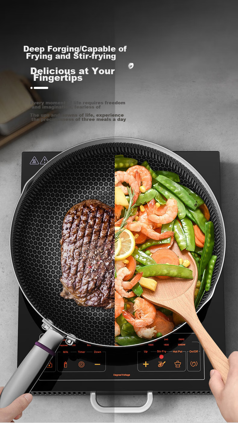 KBH 316L Stainless Steel Frying Pan, Non-Stick Pan, 30cm, Suitable for Home Use with Gas Stove Or Induction Cooker 3