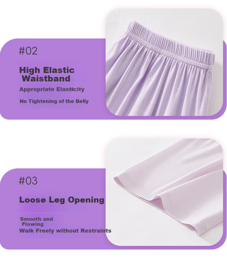LangSha Children's Loungewear, Girls' Summer Thin Comfortable Short-Sleeve Set, for Middle And High School Students, Air Conditioning Wear Pajamas, Purple, Size 160 7