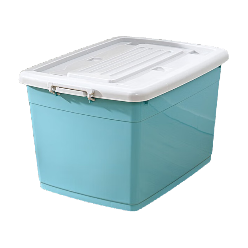 Qingye Mu Large Plastic Storage Box with Wheels, 110L Capacity, Blue, 1 Piece