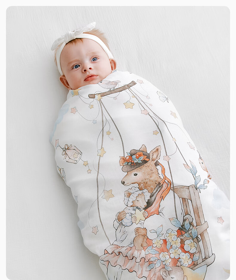 BUBBLE TREE Baby Swaddle Blanket, Thin Summer Style for Newborns, Gauze Swaddling Cloth, Maternity Ward Wrap, Spring And Summer Use 17