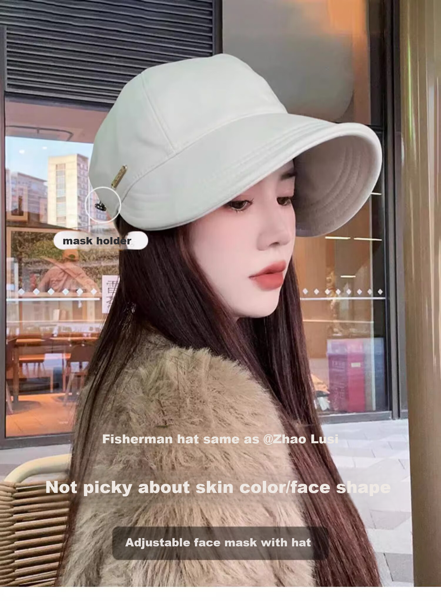 MMOPTOP Korean-Style Wide Brim Face-Covering Baseball Cap for Women, Versatile Spring And Autumn Fisherman Hat, Celebrity-Inspired Casual Woolen Hat 3