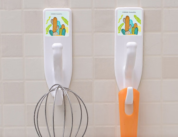 CHAHUA No-Drill Strong Adhesive Hooks for Bathroom And Kitchen, ABS Material, Weight Capacity 5kg, Clothes Hangers, Pack of 2, Extra Strong 1