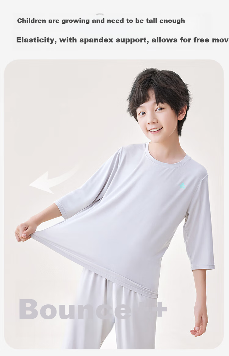 Jiusuiban Children's Pajama Set, Boys' Infant Grade A Class Spring And Summer Home Wear, Three-Quarter Sleeve Long Pants Air Conditioning Suit, 510017Z 7