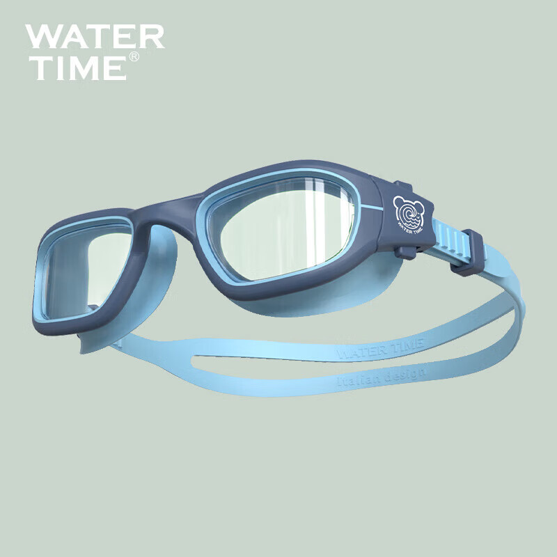 WATERTIME / Shuichuan Children's Swimming Goggles for Boys And Girls, Large Frame Waterproof Anti-Fog HD Professional Swim Glasses, Sky Blue