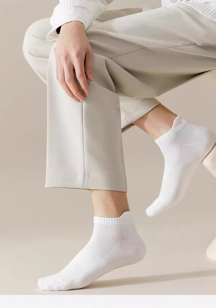 LangSha Spring Summer New Men's Socks Pure Cotton 5A Antibacterial Odor-Resistant Comfortable Mesh Breathable Ankle Socks 7