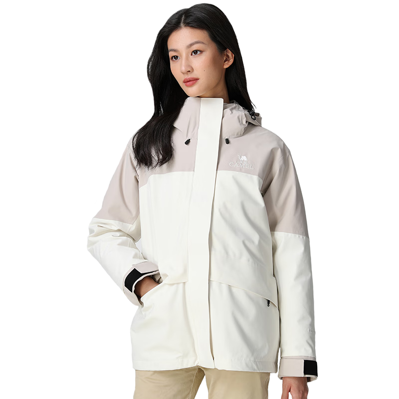 CAMEL Three-In Water-Repellent, Oil-Proof, And Windproof Down Jacket, Lightweight Ski Suit for Women [Bianran] A23CA3a1098