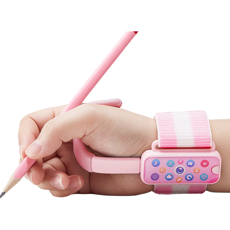 Maotaizi Intelligent Electronic Children's Pen Grip Corrector, Anti-Wrist Hook Writing Corrector, Kindergarten And Elementary School Beginner Writing Fixer, Pen Grip Device, Tiger Mouth Style, Pink