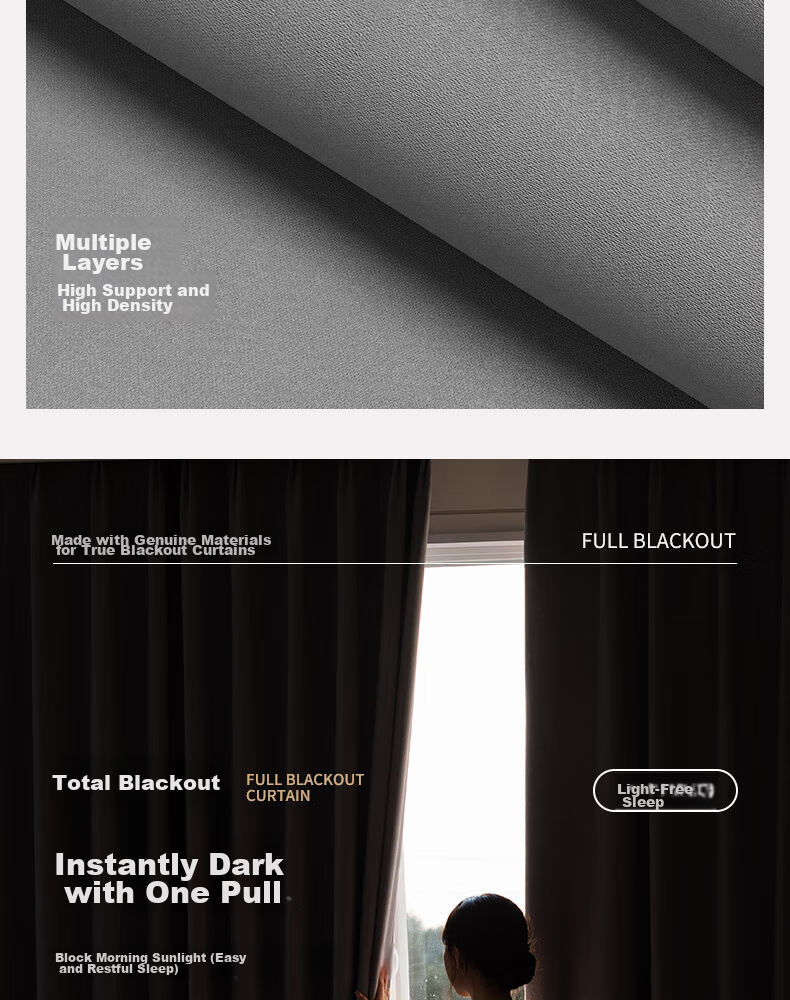 Ali High-Privacy Blackout Curtains, Sun-Blocking Finished Product, No Drilling Required, Soundproof Hooks, Sun Protection Curtains, High Precision 2*2.4 4