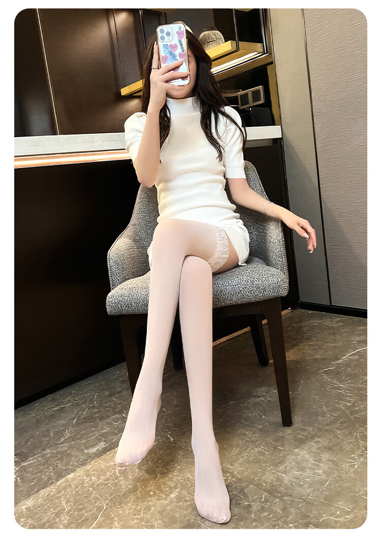 LangSha Silk Stockings, Sexy Lace Over-Knee Socks, Silicone Anti-Slip Stockings, Ultra-Thin Thigh-High Stockings, White, 2 Pairs, One Size Fits All 12