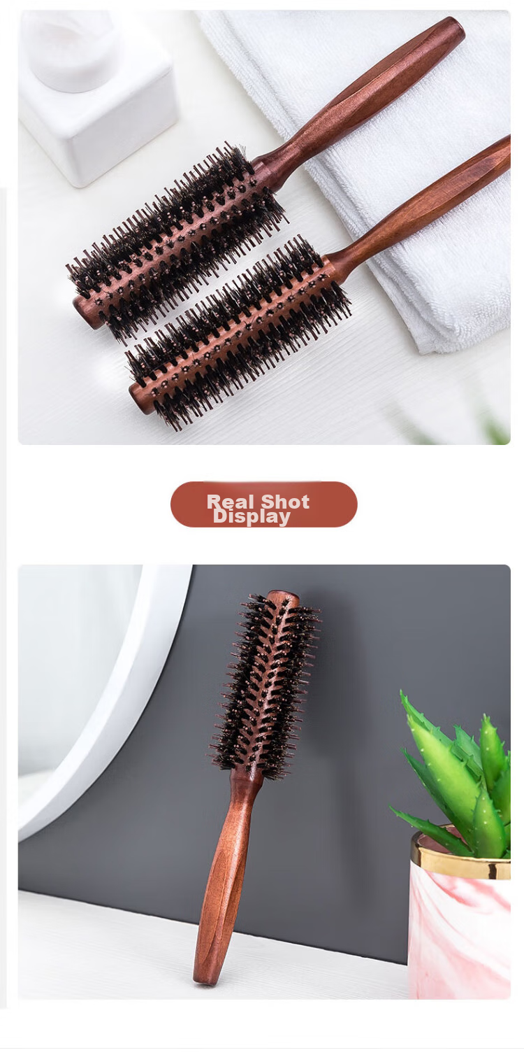 Cigeman Curling Iron, Pig Bristle Brush, Volumizing Styling Tool, Suitable for Men And Women, Hair Beauty Inner-Clipping Curler 12