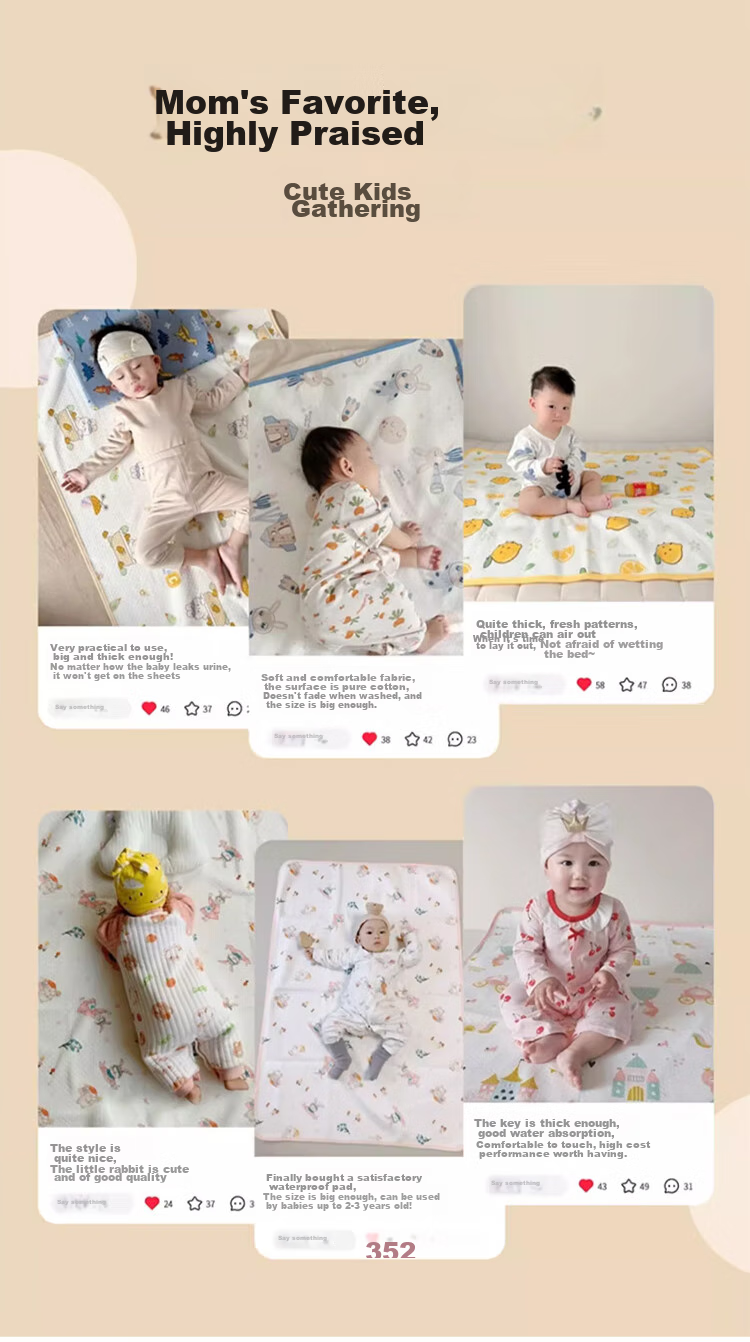 More Rabbit Baby Waterproof Washable Breathable A-Class Large Urine Pad for Boys and Girls Diaper Care Mat 70*100cm 3
