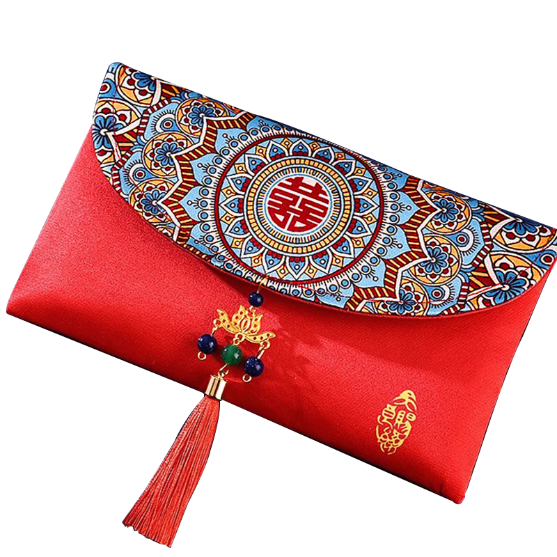 Modouyu Red Packet, Tiancai Liangyuan Ten Thousand Yuan Red Packet, Satin Tassel Style, 1 Piece, Wedding Gift, Wedding Supplies, Simple Style, 3391