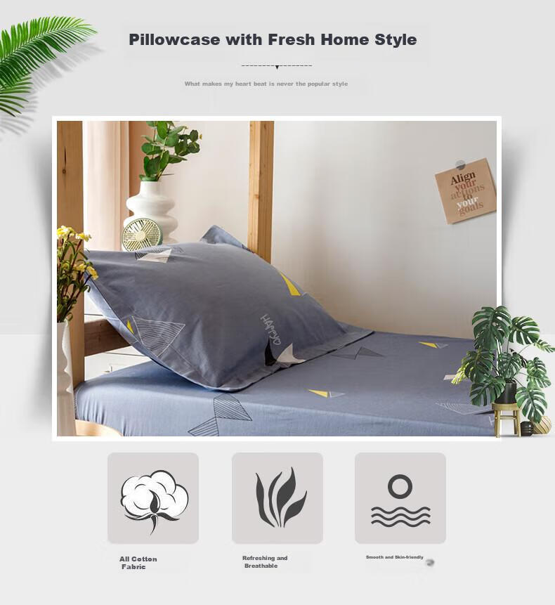 Hengyuanxiang Antibacterial Pure Cotton Pillowcase, 100% Cotton Pillow Cover, Single Pack, for Home Use, All Seasons, Pillow Case, Skin Pillow, Large Size 3