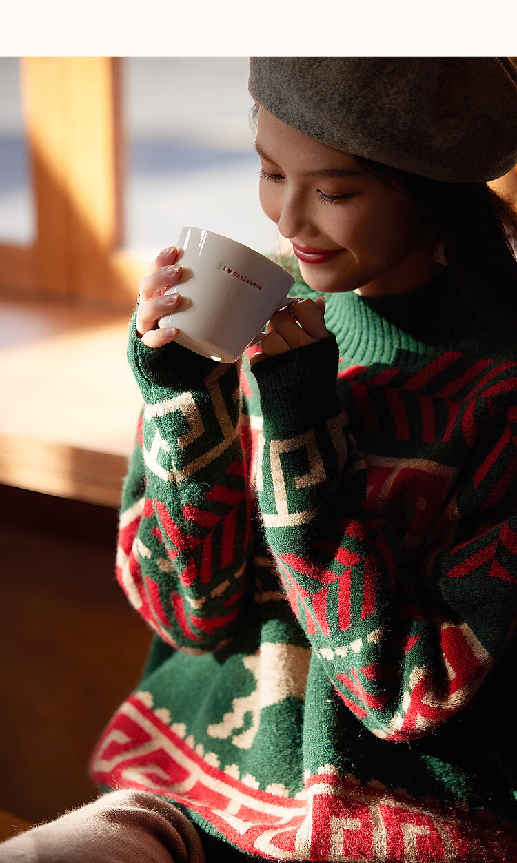 Dme [Vintage Filter] Autumn And Winter Rich Semi-Turtleneck Contrast Color Sweater, Flattering for Petite Women, Versatile Knitted Top 15