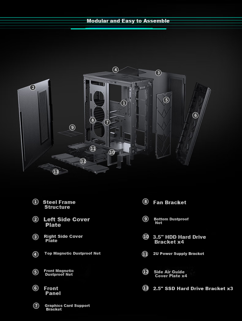 PHANTEKS ENTHOO PRO II Non-Side-Through PK620 Full Tower NAS Enterprise Server AI Workstation Case (SSI-EEB/11xPCI/deep Learning/5090) 15