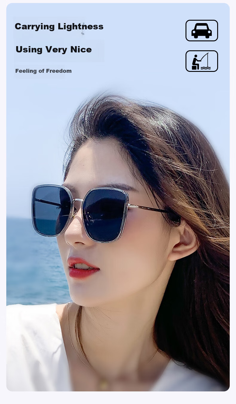 Jardin D'amour Polarized Sunglasses for Men And Women, Fashionable Large Face UV Protection Driving Sunglasses 8621 Black Silver 3