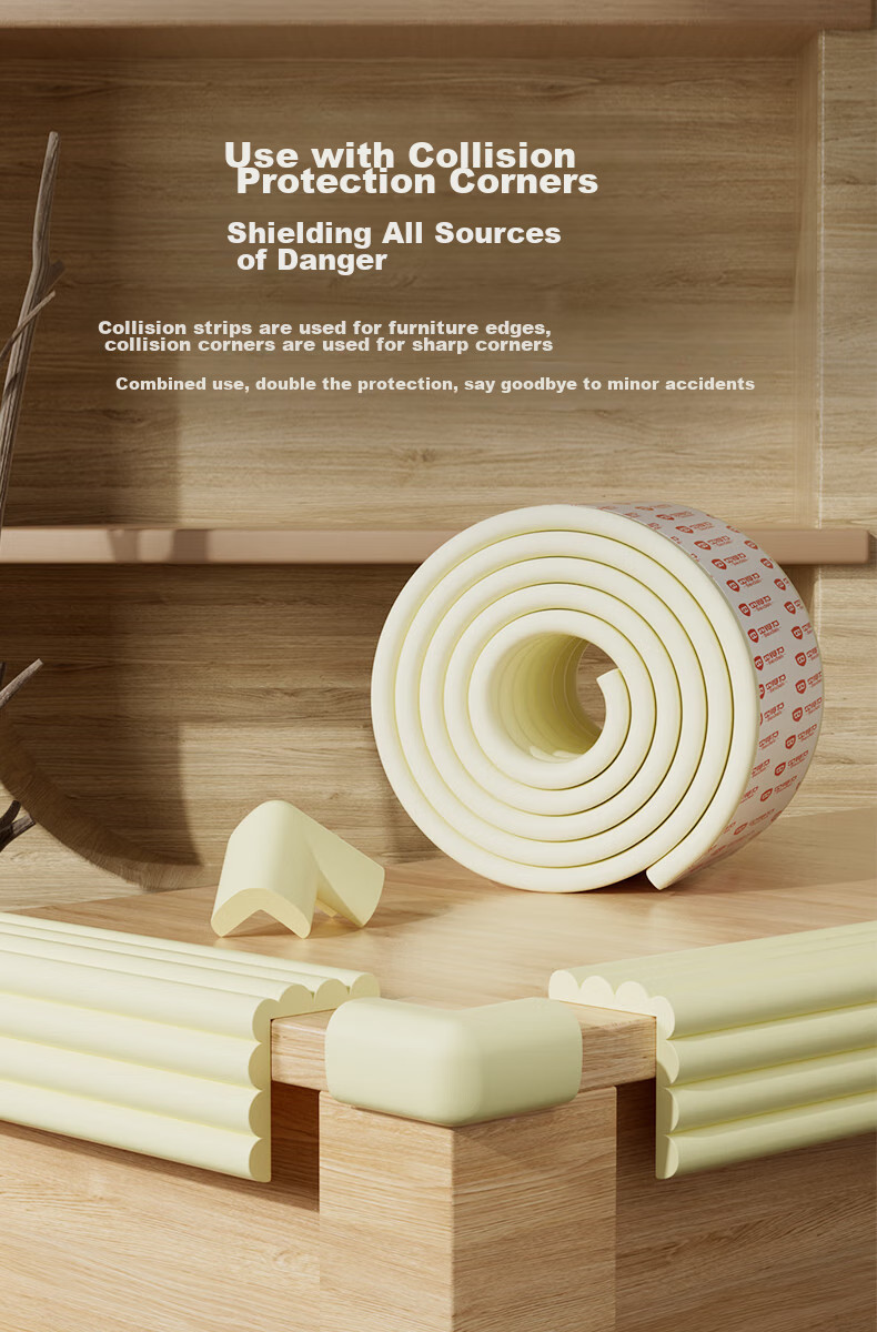 BEIDELI Multifunctional Baby Safety Edge Guards, Infant Wall Corner Protectors, No-Adhesive Wide And Thick W-Shaped Gray 4 Meters 4