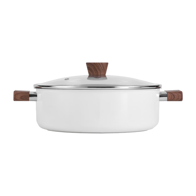 JD Original 304 Stainless Steel Thickened Base Large Capacity Hot Pot for Lamb, Compatible with Induction Cooker, Double-Sided Pot 28CM White