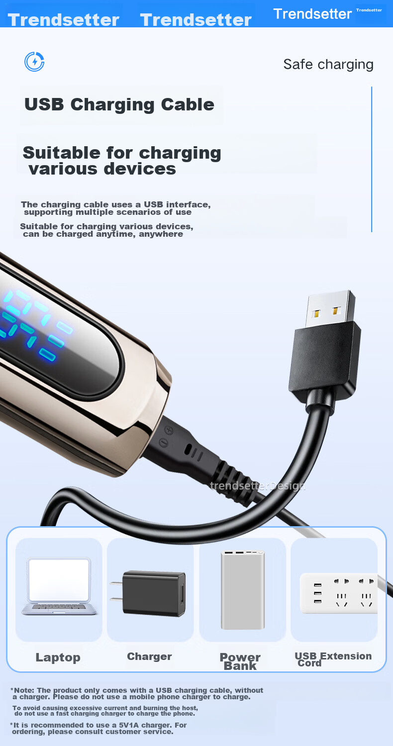 Chaofan Compatible Charging Cable for AUX Shaver, Hair Clipper Charger Cable, Power Cord Accessories for A1 A5 A6 A7 A8 S7 S8 X1 Hair Trimmer And Electric Scissors 6
