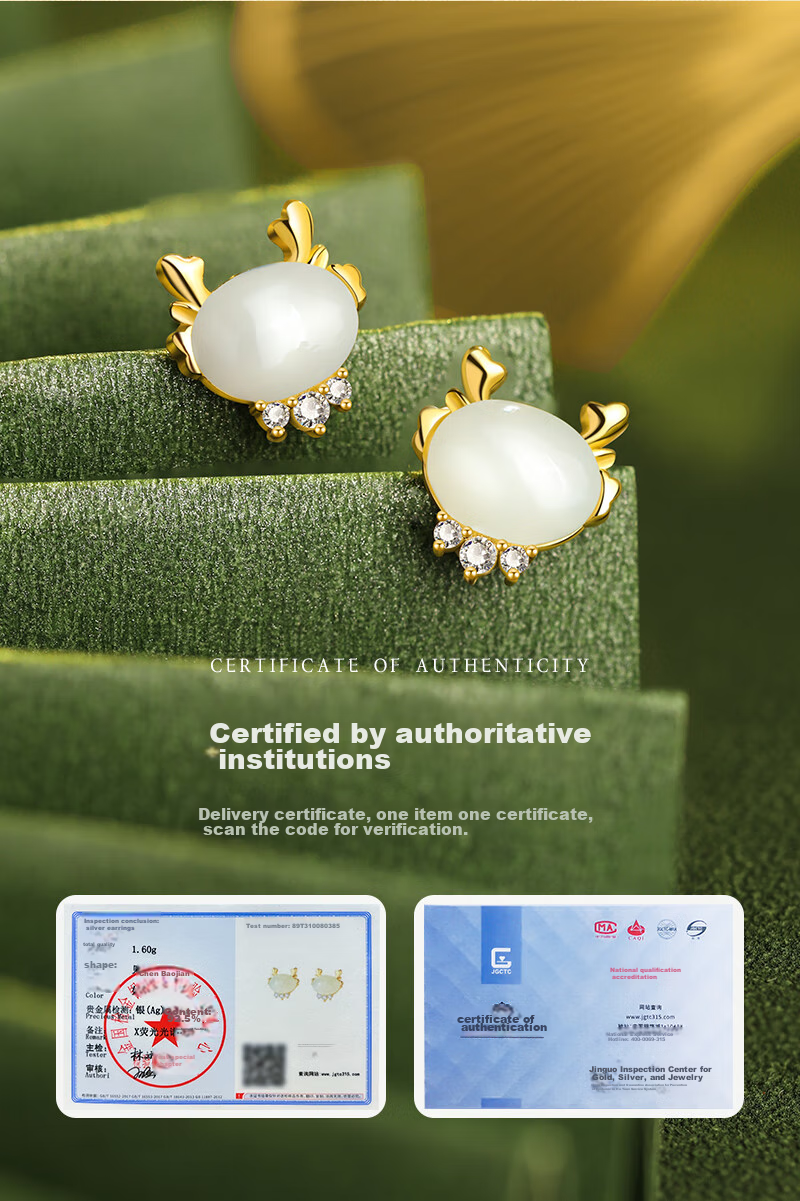MANHE S925 Silver And Hetian Jade Earrings for Women, Zodiac Year Dragon Year Birthday Gift for Wife Or Girlfriend 21