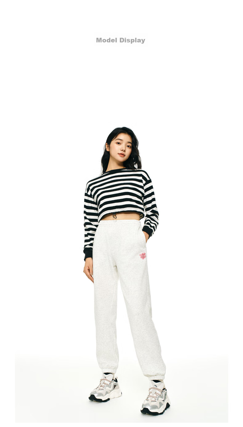 ANTA Snow Owl Fleece-Lined Knit Jogger Pants Women's Winter Casual Warm Trousers College Sports Pants 29