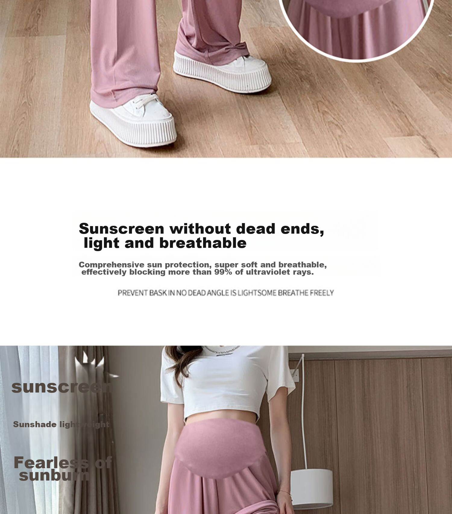 JOYNCLEON Maternity Pants, Summer Wide-Leg Trousers for Women, Petite Size, Outdoor Wear, Draping Ice Silk Casual Pants for Women, Black, L, Jyk176499 17