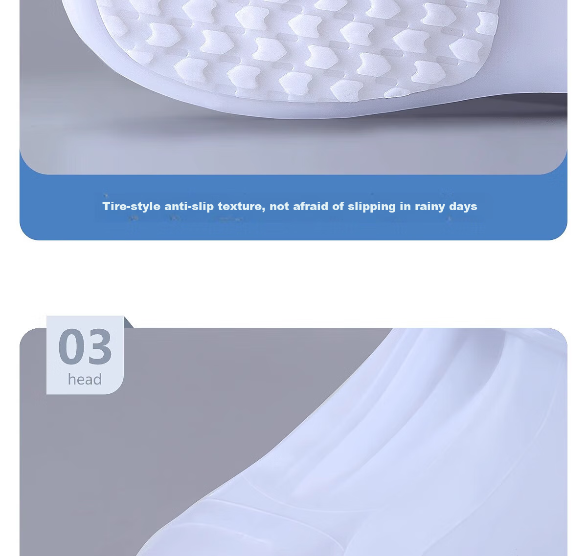 BWNK Waterproof Rain Boots, Non-Slip, Wear-Resistant, Adult High-Top Silicone Thickened Water Shoes, White, Size L 15