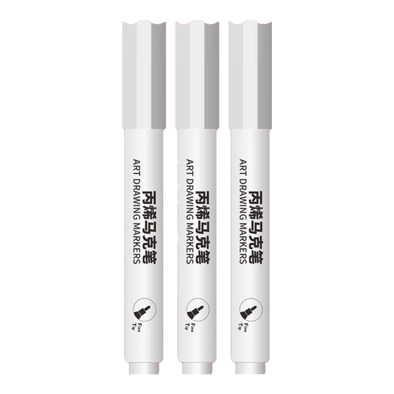 BGI-WAPM Acrylic Markers Waterproof Drawing Shoes Hand-Drawn DIY Graffiti Pen Set Paint Brushes for Clothes T-Shirt Stone Wood Glass Coloring Paint Water-Based Watercolor Pens Silver 3-Piece Set Art Educatio