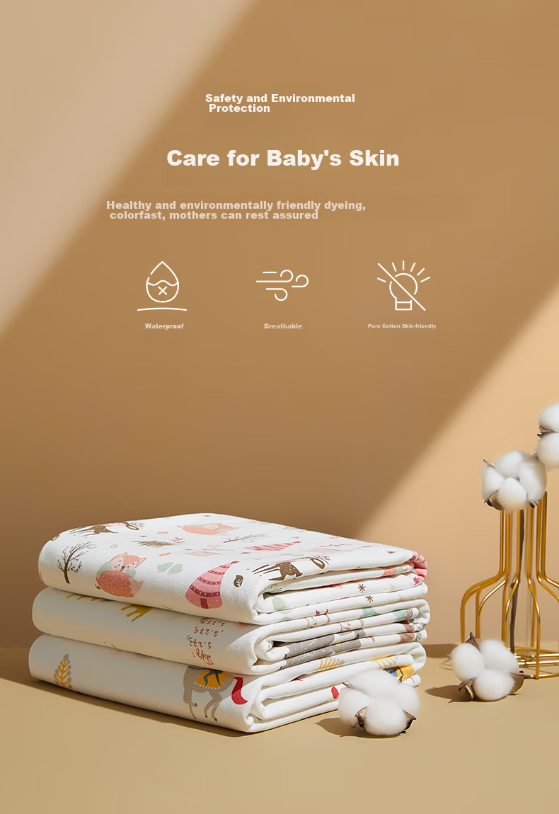 AIBEDILA Baby Diaper Pad, Pure Cotton Breathable Summer Waterproof Washable Menstrual Pad for Children And Infants, Class A Diaper Pad, 80*100 4