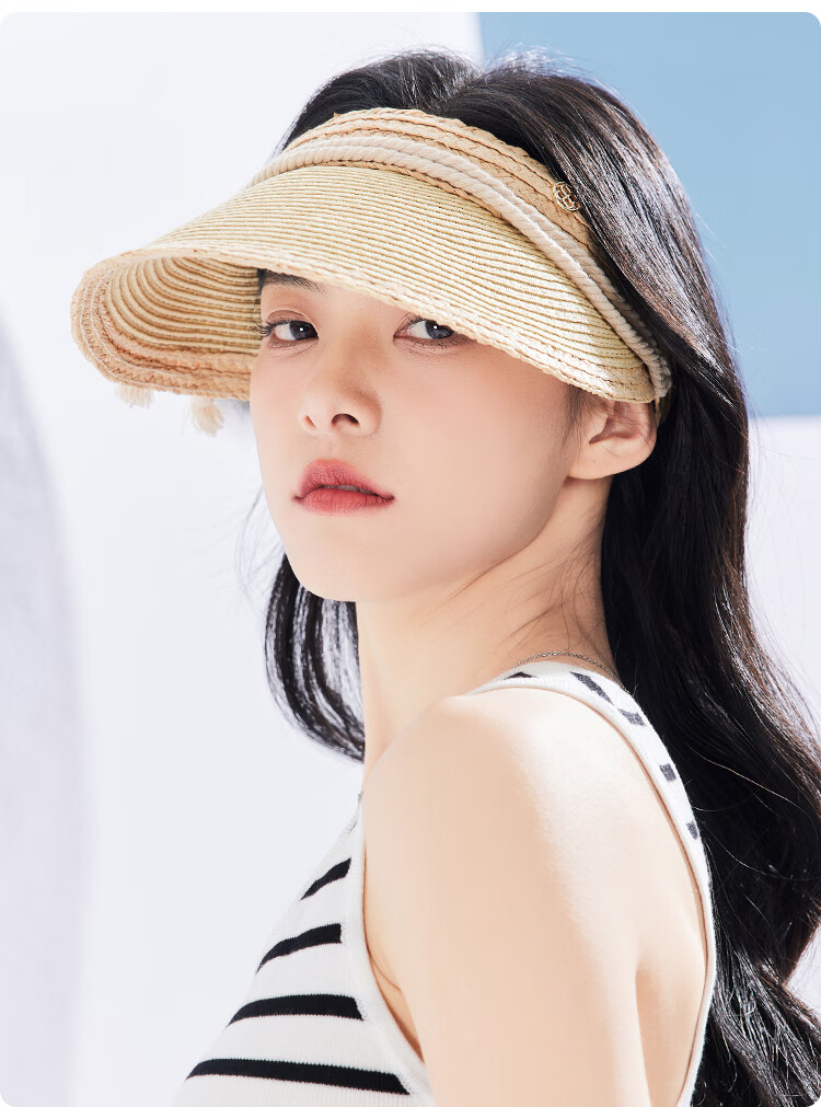 JIUMU Women's Sun Hat, Visor Cap, Straw Hat, Cool Hat, Summer Outdoor Face-Covering Hat for Women CW137 13