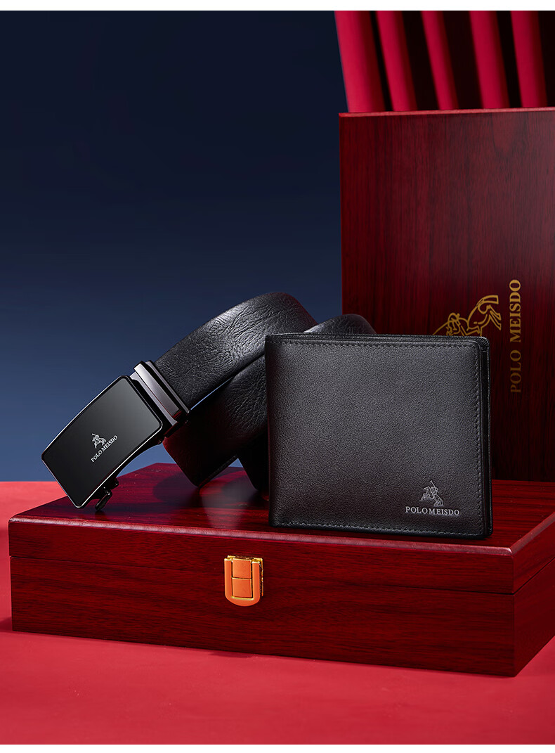 POLOMEISDO Men's Leather Belt with Wallet, Gift Box Set, Automatic Buckle, Birthday Present for Boyfriend, Husband, Father 18