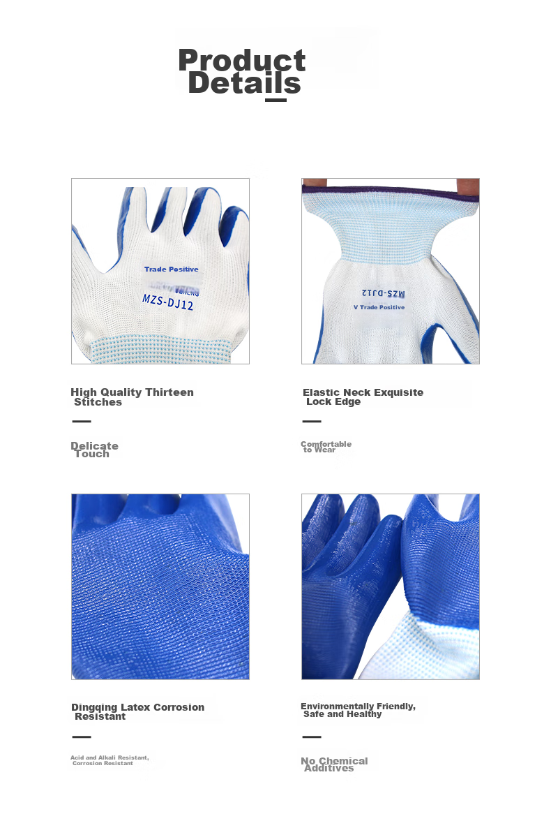 Maozheng Nitrile Gloves 12 Pairs, Oil-Resistant Non-Slip Wear-Resistant Labor Protection for Work, Handling, Maintenance, Blue [Genuine Product] 8