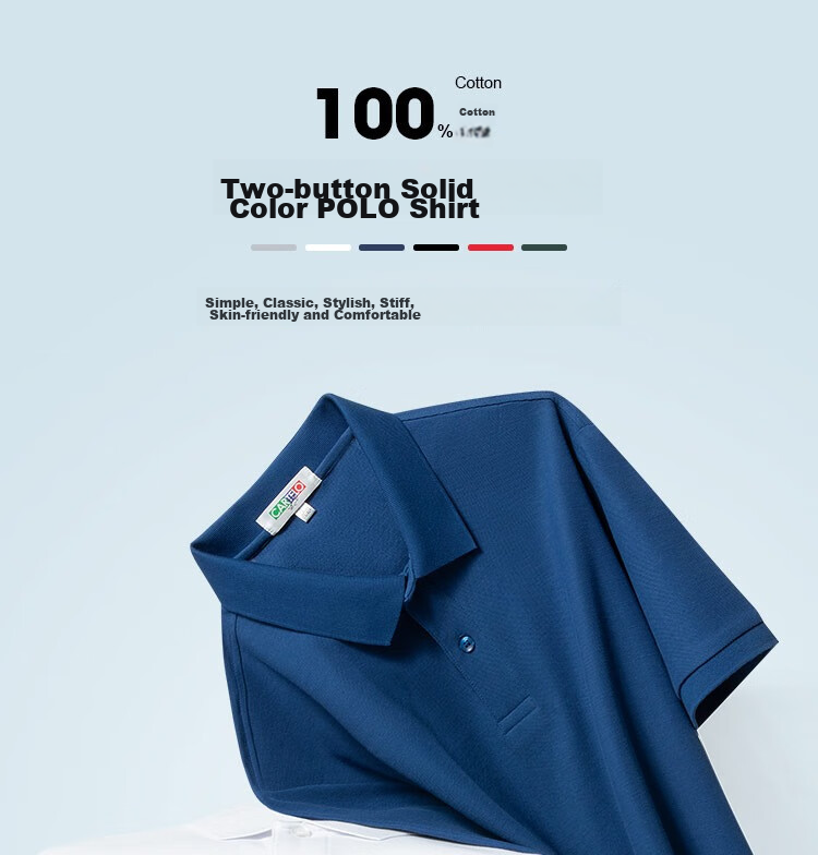 LIMENG [Pure Cotton T-Shirt] Men's Business Polo Shirt, Summer Loose-Fit Solid Color Lapel T-Shirt, Light Gray XL 1