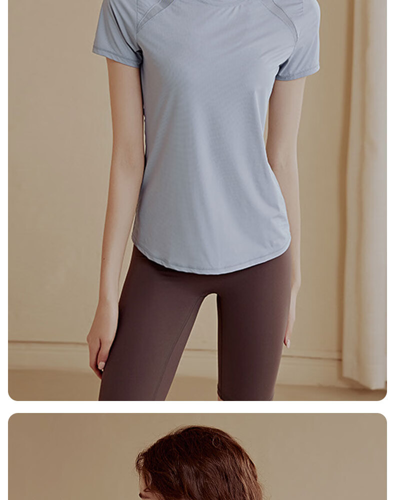 XUEXIMAN Yoga Top for Women, Fitness Short-Sleeve Shirt, Running Sports Slim-Fit Workout Top, Pilates Training Wear 10