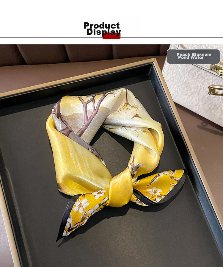 GLO-STORY Silk Scarf for Women, 53cm Mulberry Silk Small Square Scarf, French Vintage Versatile Neck Scarf, Gift Box Set WSJ334001 13